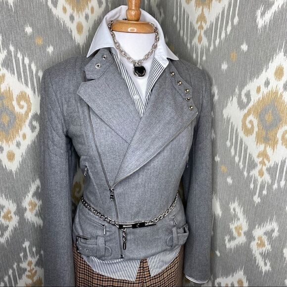 Ralph Lauren Grey Cashmere Blend Moto Jacket - Picture 11 of 16